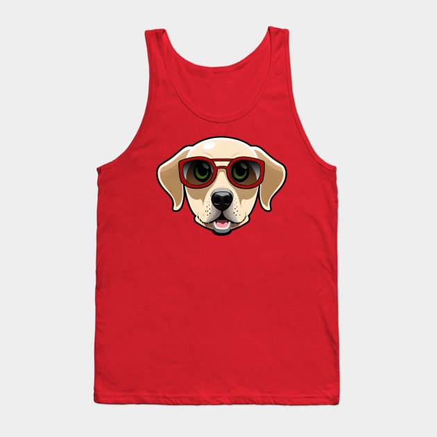 Golden Retriever Wearing Red Sunglasses Puppy Tank Top by 4U2NV-LDN